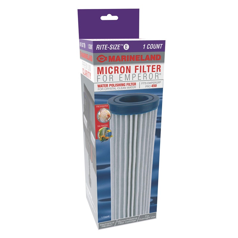 Marineland Micron Filter 1 Count for, Water Polishing Cartridge, Fits Emperor Pro 450 Filter, Rite-Size E - Image 1